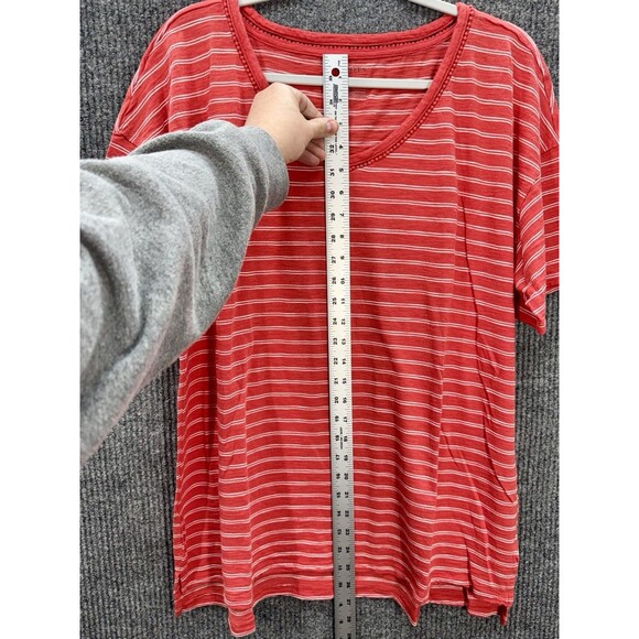 Talbots V-Neck Top Womens 2X Coral Red Stripe Modal Cotton Short Sleeve Casual - Picture 6 of 8